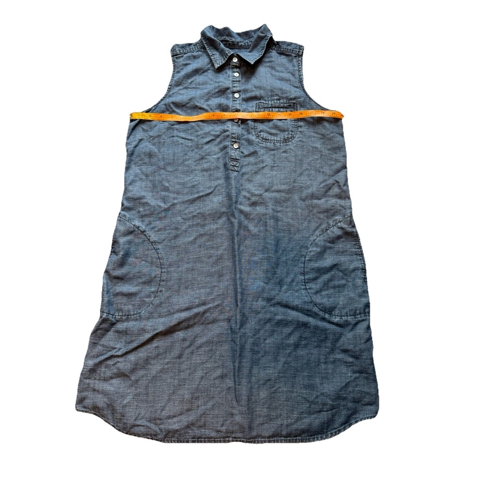 J. Jill Sleeveless Chambray Shirt Dress Women's Medium Blue Tencel Linen Blend - Picture 7 of 7